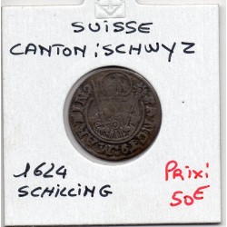 Suisse Canton Schwyz 1 Schilling 1624 TTB, KM 15 pièce de monnaie
