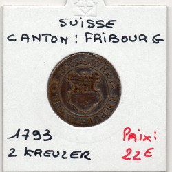 Suisse Canton Fribourg 2 kreuzer 1793 TTB, KM 47 pièce de monnaie