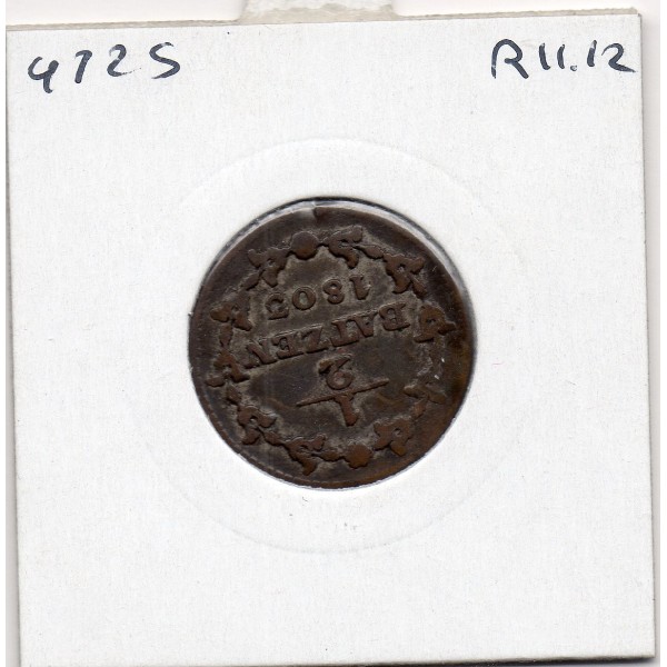 Suisse République Helvete 1/2 batzen 1803 TTB, KM A6 pièce de monnaie