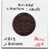 Suisse Canton Vaud 1 batzen 1829 TTB, KM 20 pièce de monnaie