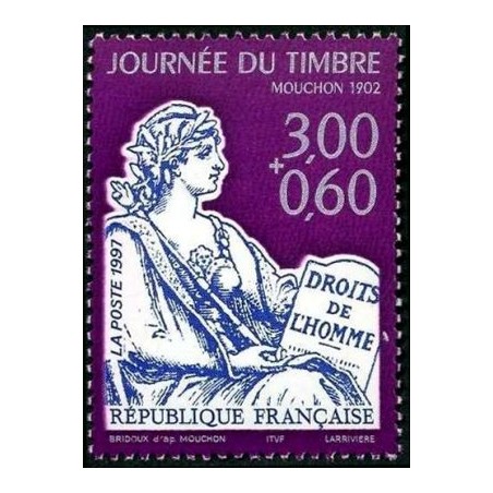 Timbre Yvert France No 3051 Journée du timbre, Mouchon 1902 issu de feuille