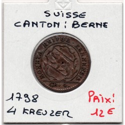 Suisse Ville de Berne 4 Kreuzer 1798 TTB, KM 87 pièce de monnaie