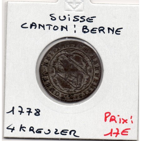 Suisse Canton Berne 1/2 Batzen 1778 TB, KM 91 pièce de monnaie