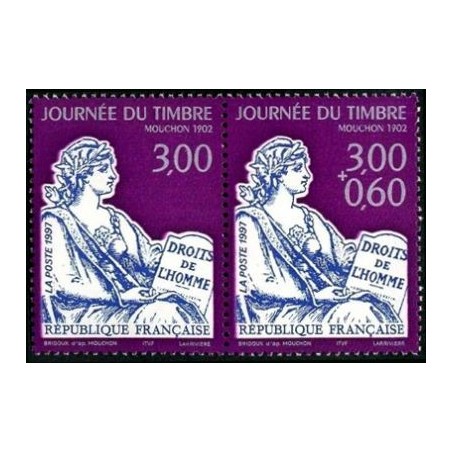 Timbre Yvert France No P3052A  Paire Journée du timbre, Mouchon 1902 issu de carnet