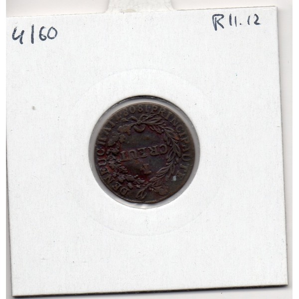 Suisse Canton Neuchatel 1 Kreuzer 1808 TTB+, KM 66 pièce de monnaie