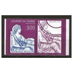 Timbre Yvert France No 3052a  Journée du timbre, Mouchon 1902 avec vignette