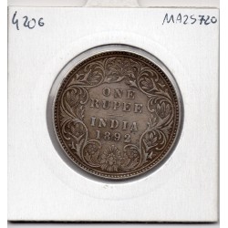 Inde Britannique 1 rupee 1892 B incus Bombay TTB+, KM 492 pièce de monnaie