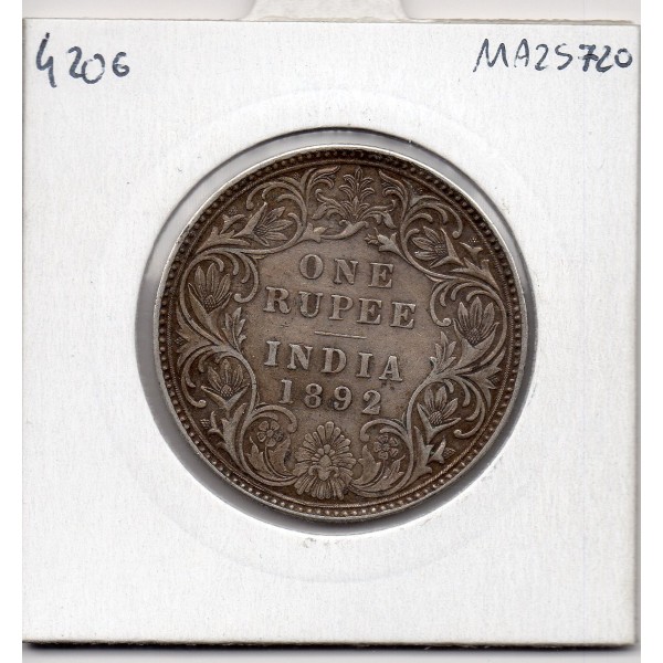 Inde Britannique 1 rupee 1892 B incus Bombay TTB+, KM 492 pièce de monnaie