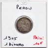 Pérou 1 dinero 1905 TTB, KM 204 pièce de monnaie
