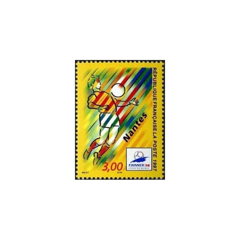 Timbre Yvert No 3076 Nantes, France 1998 coupe du monde de foot