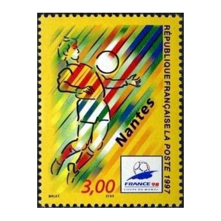 Timbre Yvert No 3076 Nantes, France 1998 coupe du monde de foot