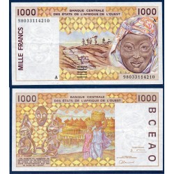 BCEAO Pick N°111Ah pour le Cote d'Ivoire, Billet de banque de 1000 Francs CFA 1998