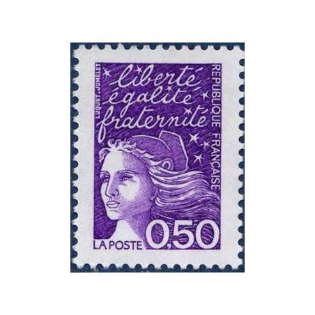 Timbre Yvert France No 3088 Marianne de Luquet  0.50fr violet rouge