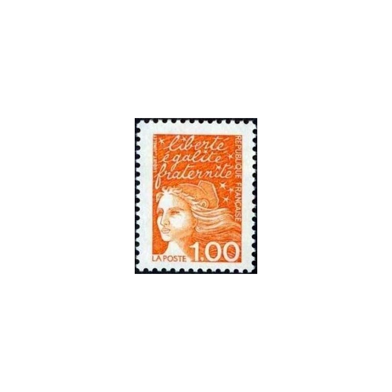 Timbre Yvert France No 3089 Marianne de Luquet  1fr orange