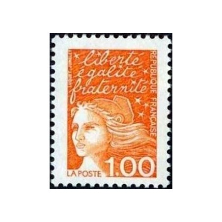 Timbre Yvert France No 3089 Marianne de Luquet  1fr orange