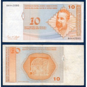 Bosnie P.63, TTB Billet de 10 Mark Convertible 1998 Dizdar