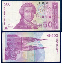 Croatie Pick N°21a, TTB Billet de banque de 500 Dinara 1988