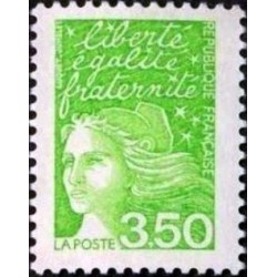 Timbre Yvert France No 3092 Marianne de Luquet 3.50fr vert jaune