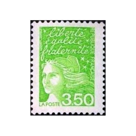 Timbre Yvert France No 3092 Marianne de Luquet 3.50fr vert jaune