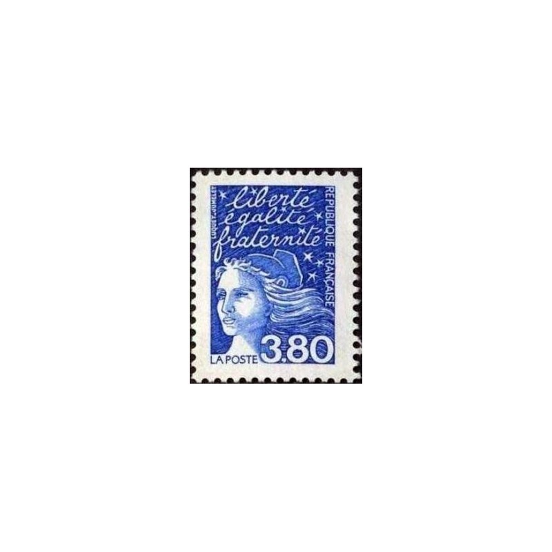 Timbre Yvert France No 3093 Type Marianne de Luquet 3.80fr bleu