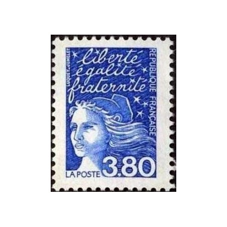 Timbre Yvert France No 3093 Type Marianne de Luquet 3.80fr bleu