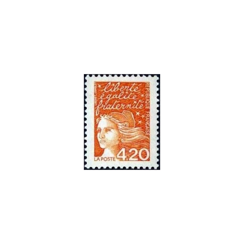 Timbre Yvert France No 3094 Type II Marianne de Luquet 4.20fr orange foncé