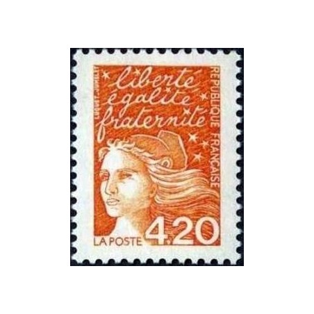 Timbre Yvert France No 3094 Type II Marianne de Luquet 4.20fr orange foncé