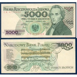 Pologne Pick N°150a, TTB Billet de banque de 5000 Zlotych 1982
