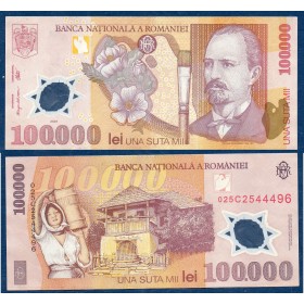 Roumanie P.114a, TTB, Billet de 100000 leï 2001-2004 Maison