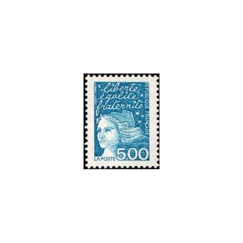 Timbre Yvert France No 3097 Type Marianne de Luquet 5fr bleu vert