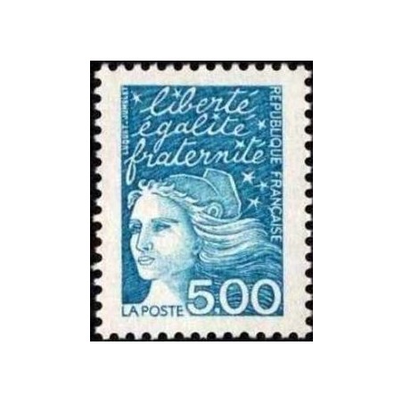 Timbre Yvert France No 3097 Type Marianne de Luquet 5fr bleu vert