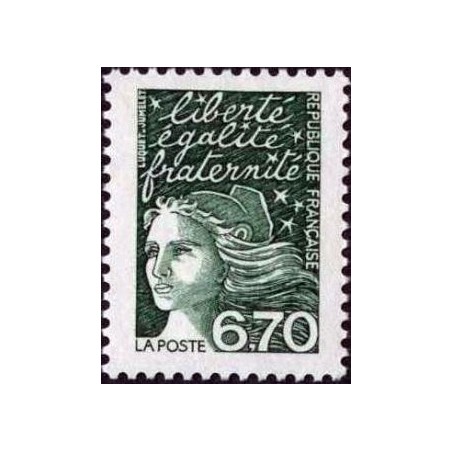 Timbre Yvert France No 3098 Type Marianne de Luquet 6fr vert foncé