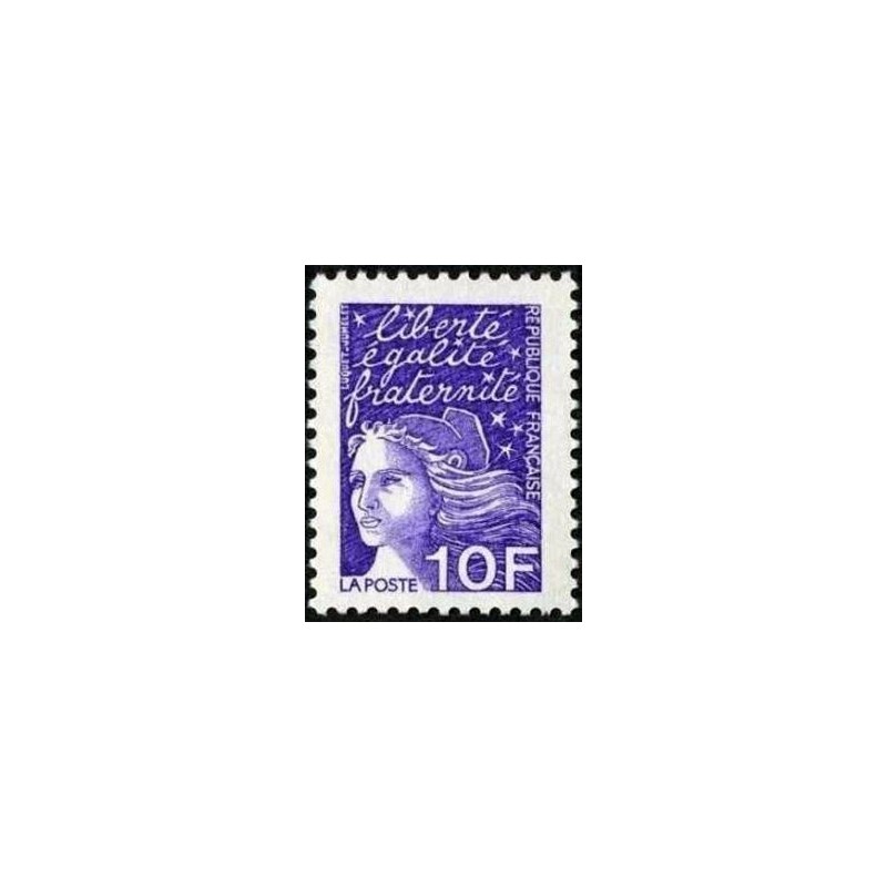 Timbre Yvert France No 3099 Type Marianne de Luquet 10fr violet