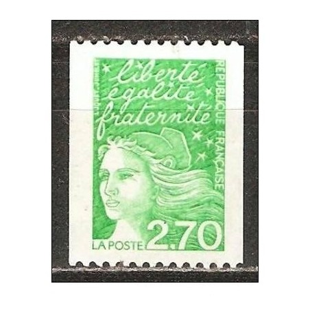 Timbre Yvert France No 3100 Type Marianne de Luquet 2.70fr vert de roulette