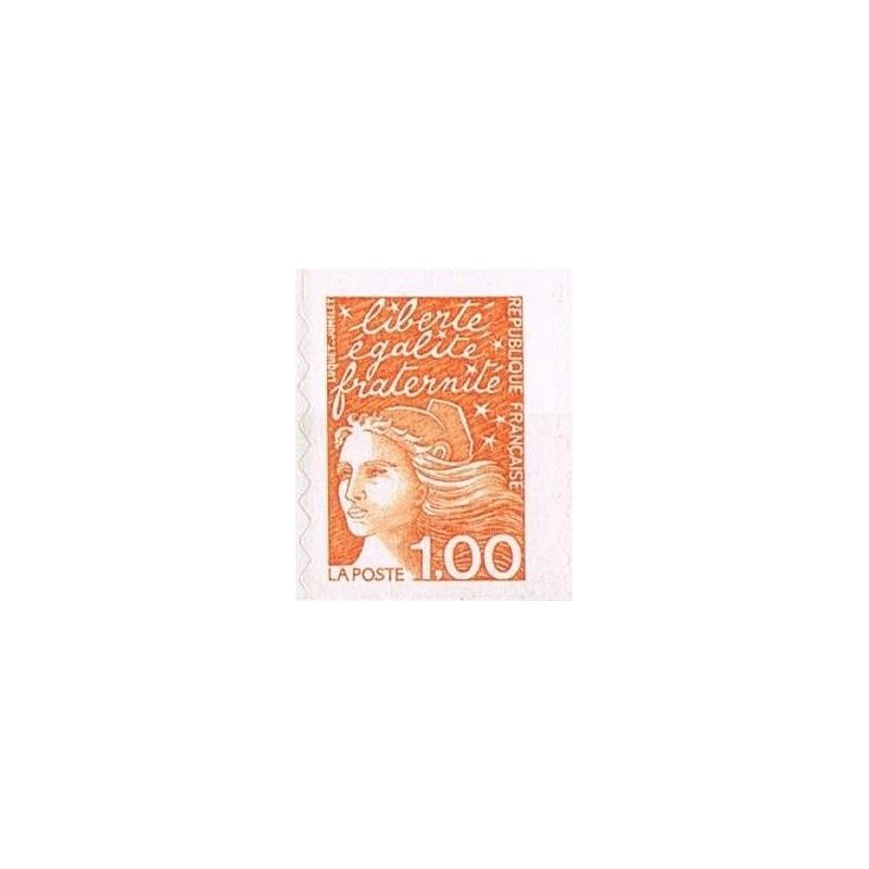 Timbre Yvert France No 3101 Type Marianne de Luquet 1fr orange de carnet