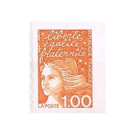 Timbre Yvert France No 3101 Type Marianne de Luquet 1fr orange de carnet