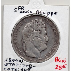 5 francs Louis Philippe 1844 W Lille TTB-, France pièce de monnaie