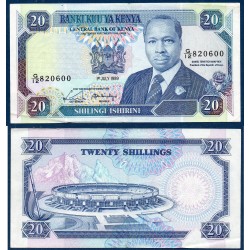 Kenya Pick N°25b, Billet de banque de 20 Shillings 1989