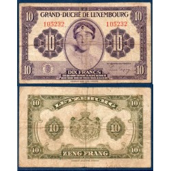Luxembourg Pick N°44a, TB Billet de banque de 10 Francs 1944