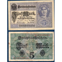 Allemagne Pick N°56b, TB Billet de banque de 5 Mark 1917