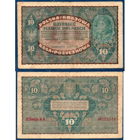 Pologne Pick N°25 TB Billet de banque de 10 Marek 1919