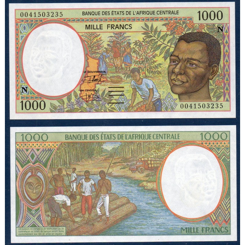 Afrique Centrale Pick 502Ng pour la Guinée, Billet de banque de 1000 Francs CFA 2000