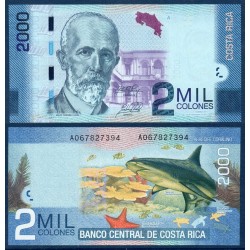 Costa Rica Pick N°275c, Billet de banque de 2000 colones 2015