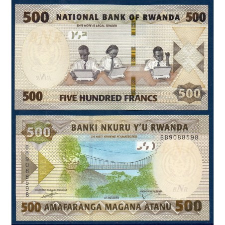 Rwanda Pick N°New500, Neuf Billet de banque de 500 Francs 2019