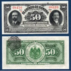 Mexique Pick N°S1070, Billet de Banque de 50 centavos 1915