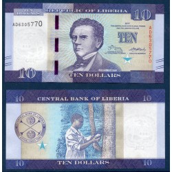 Liberia Pick N°32b, Billet de banque de 10 Dollars 2017
