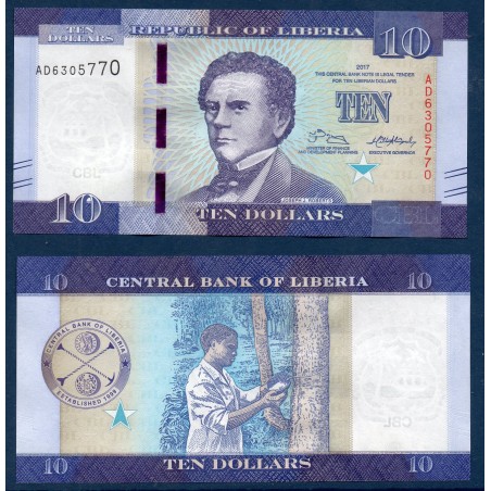Liberia Pick N°32b, Billet de banque de 10 Dollars 2017