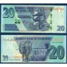 Zimbabwe P.104, Neuf, Billet de 20 Dollars 2020 Céladon