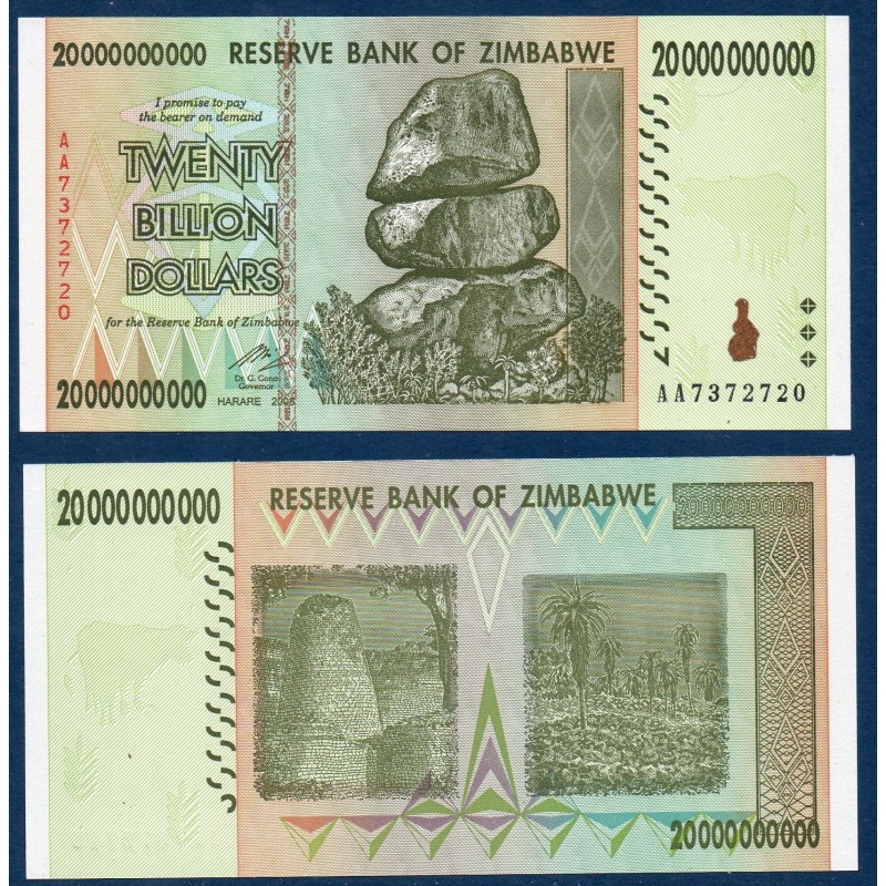Zimbabwe Pick N°86, Billet de banque de 20 milliards de Dollars 2008