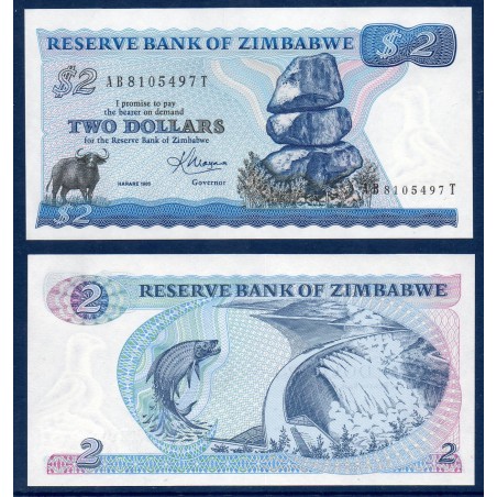 Zimbabwe Pick N°1b, Neuf Billet de banque de 2 Dollars 1983